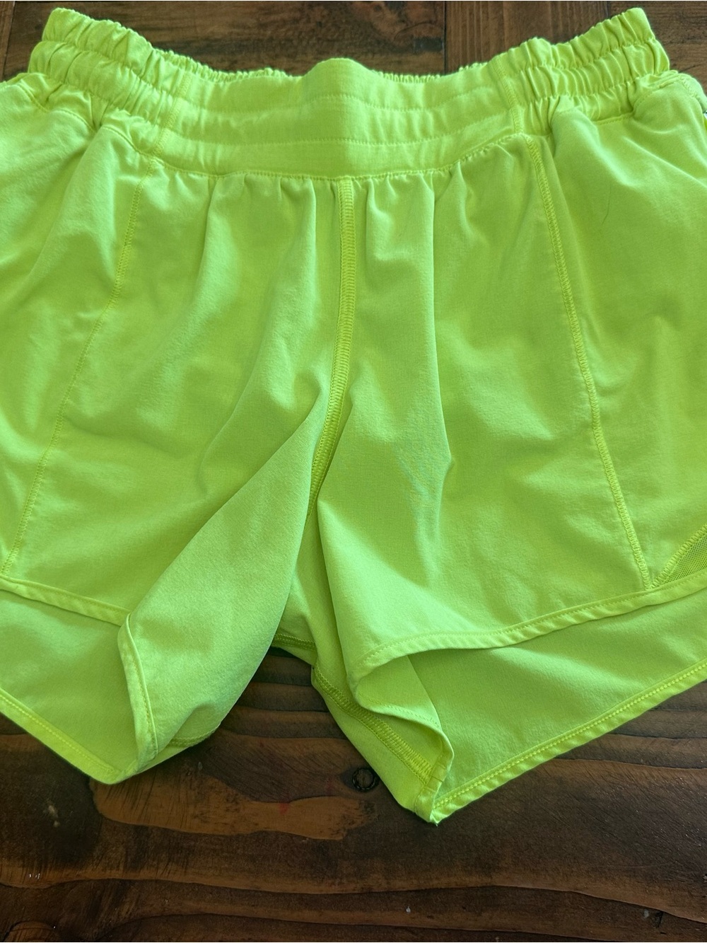 lululemon athletica hotty hot 4inch shorts- Neon Lime Athletic Shorts